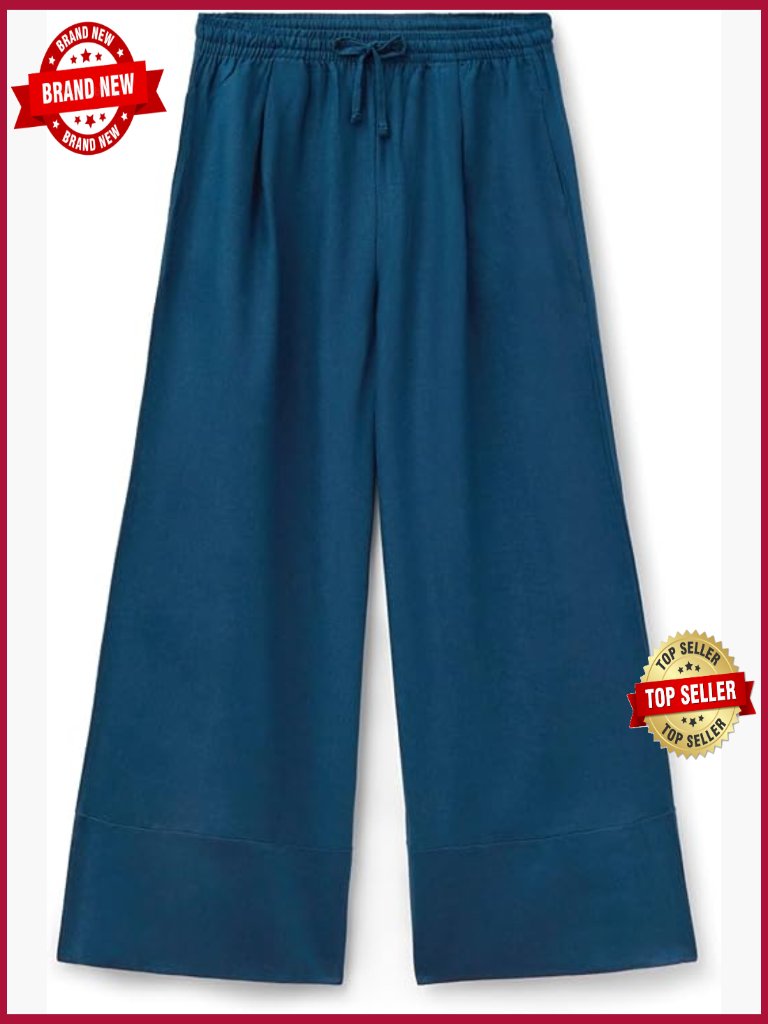 Palazzo Pants Linen Viscose Wide Leg Pull On Casual